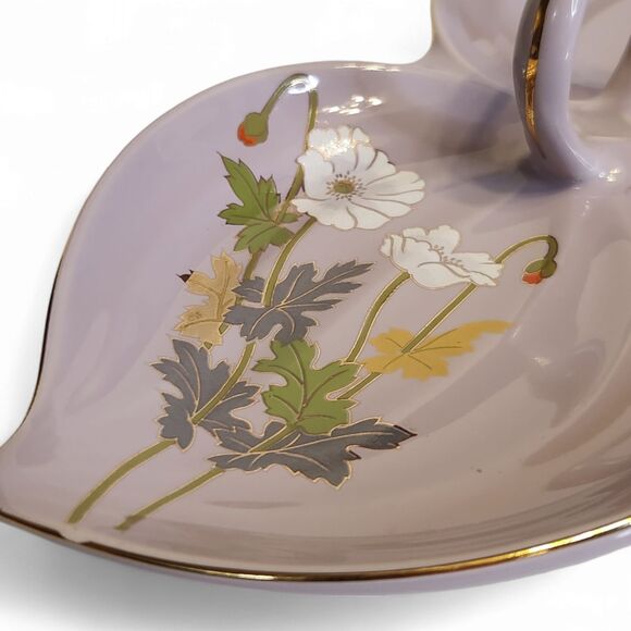 Beautiful Vintage Toko Japan Two-Sided Ceramic Trinket Tray Dish, 10"w Lavender - Picture 9 of 11